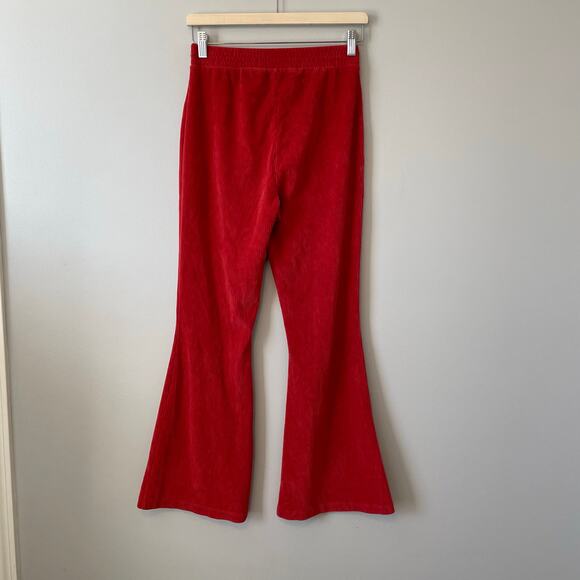 Aerie Groove-On Ribbed Velour Corduroy Flare Pant sundried red sz S - Picture 5 of 11